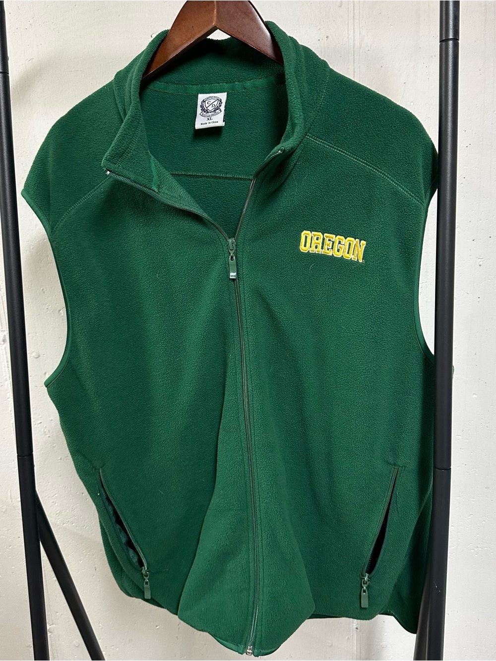Men's Green Oregon Fleece Vest with Full Zip